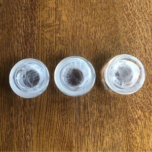 Three/ Chunky Round / White Opaque Swirl Art Glass / Tea light candle holders